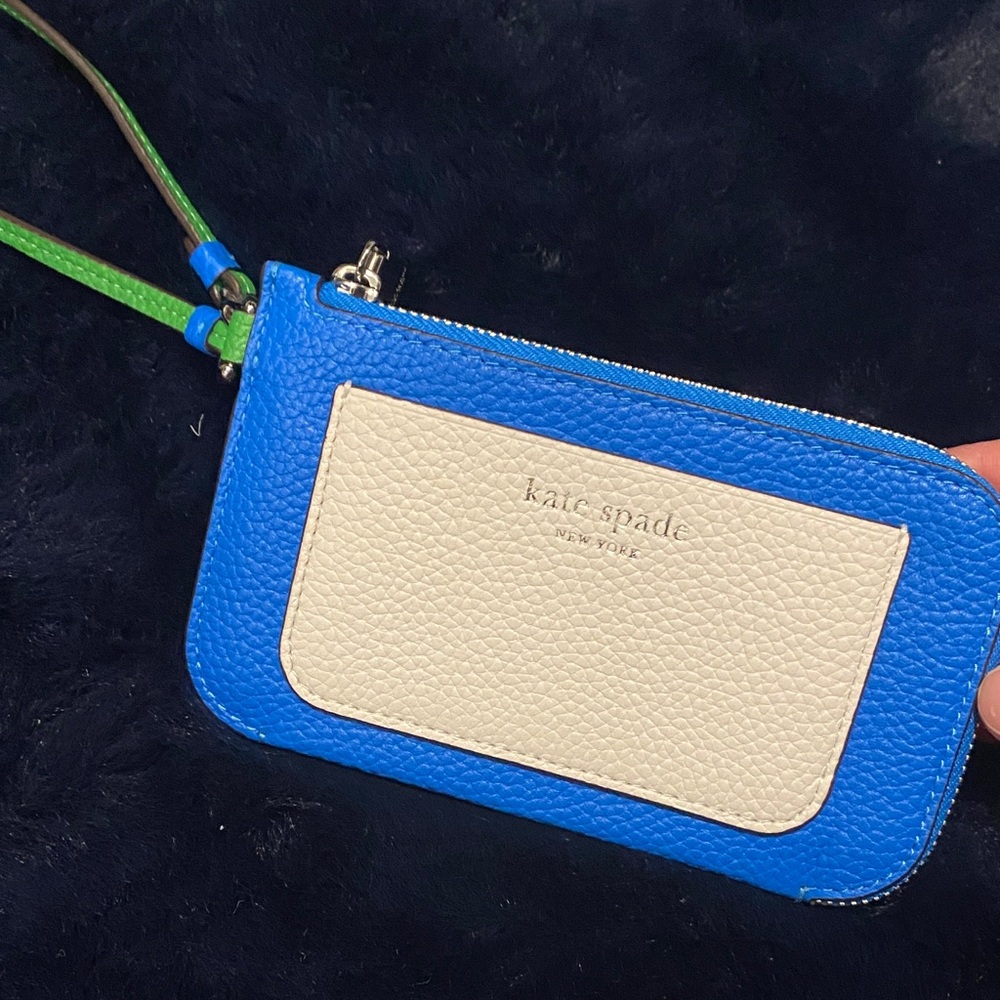 kate spade Blue, Cream & Green Leather Wristlet